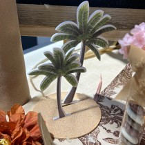 DÉCO TABLE PALMIERS SUR SOCLE SABLE 15X10CM