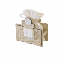 DÉCOR COMMUNION BOIS AVEC SACHET 8 CM NATUREL