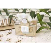 DÉCOR COMMUNION BOIS AVEC SACHET 8 CM NATUREL