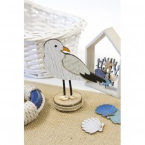 DÉCOR DE TABLE MOUETTE BOIS 12CM BLANC