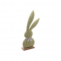 DÉCOR LAPIN VELOURS PÂQUES 13X5X35CM VERT SAUGE