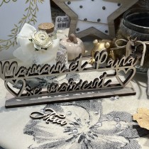 DÉCOR TABLE BOIS MAMAN PAPA MARIAGE 7X18CM NATUREL