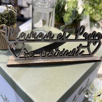 DÉCOR TABLE BOIS MAMAN PAPA MARIAGE 7X18CM NATUREL