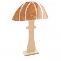 DÉCORATION CHAMPIGNON SOCLE BOIS 21X31X5CM ORANGE