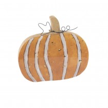 DÉCORATION CITROUILLE BOIS 14.5X13X2CM ORANGE