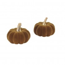 DÉCORATION CITROUILLES VELOURS 6X5CM PISTACHE DORÉ