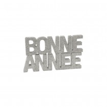 DÉCORATION DE TABLE BONNE ANNÉE PAILLETÉE ARGENT