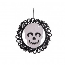 DÉCORATION HALLOWEEN TÊTE MORT FEUTRINE 38CM