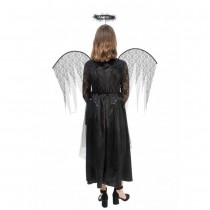 DÉGUISEMENT ANGE NOIR ROBE DENTELLE CRÂNE FEMME