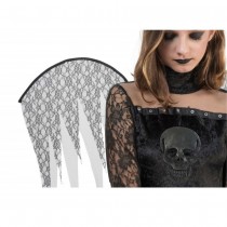 DÉGUISEMENT ANGE NOIR ROBE DENTELLE CRÂNE FEMME