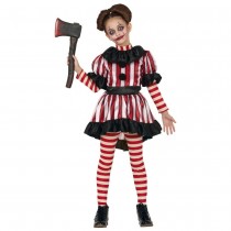 DÉGUISEMENT CLOWN RÉTRO RAYURE ROUGE BLANC FILLE