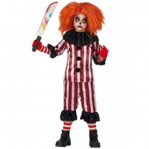 D&Eacute;GUISEMENT CLOWN R&Eacute;TRO RAYURE ROUGE BLANC GAR&Ccedil;ON