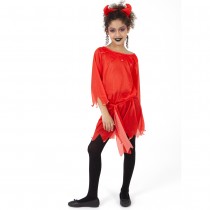 DÉGUISEMENT DIABLOTINE ROBE CORNES ROUGE ENFANT