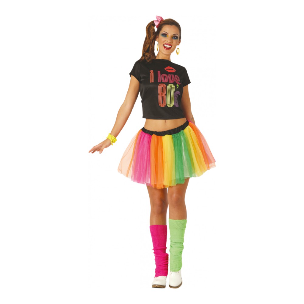 DÉGUISEMENT FAN ANNÉES 80 TUTU MULTICOLORE FEMME