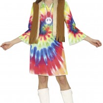 DÉGUISEMENT GILET ROBE TIE-DYE HIPPIE FEMME