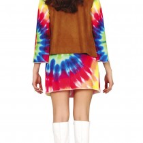 DÉGUISEMENT GILET ROBE TIE-DYE HIPPIE FEMME