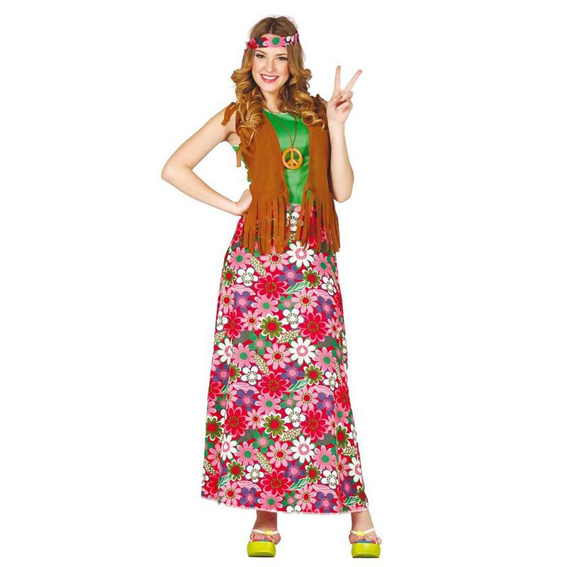 Déguisement hippie robe coloré pour femme (Taille: No selection: L)