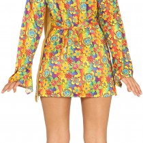 DÉGUISEMENT HIPPIE GILET BANDEAU ROBE FEMME