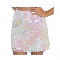 DÉGUISEMENT JUPE BLANCHE SEQUINS IRISÉS FEMME