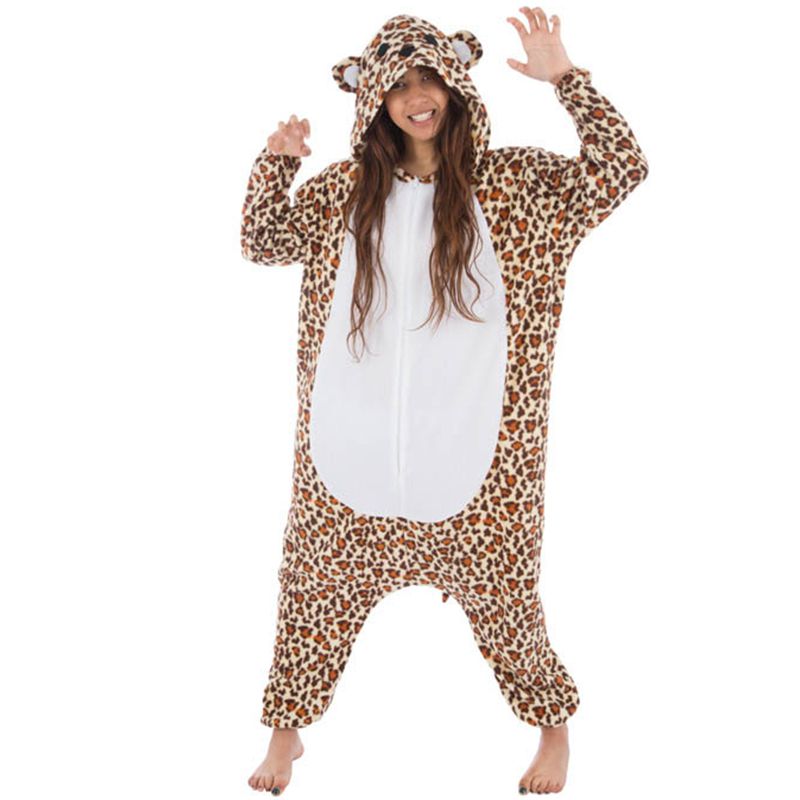 Garçon Fille Dress Up Costume Panthère Brun Leopard Kigurumi Bande