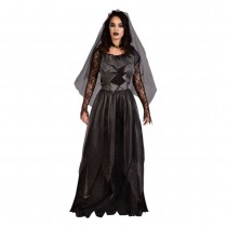DÉGUISEMENT MARIÉE TÉNÈBREUSE ROBE LONG NOIR FEMME