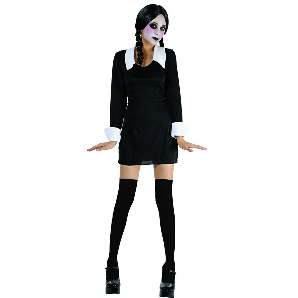 Deguisement Mercredi Addams Enfant, Robe Mercredi Fille Costume de  Wednesdays Addams Dress Avec Accessoires Carnaval Cosplay