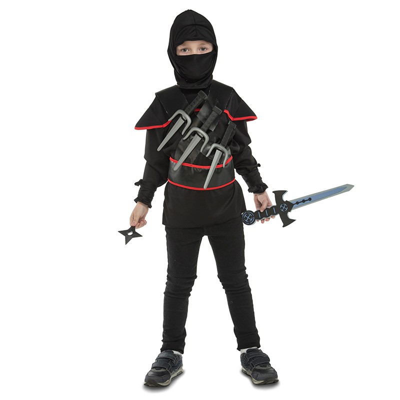 Déguisement de Ninja Noir et Rouge, Garçon - Aux Feux de la Fête