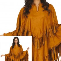 DÉGUISEMENT PONCHO À FRANGES INDIENNE HIPPIE FEMME