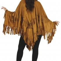 DÉGUISEMENT PONCHO À FRANGES INDIENNE HIPPIE FEMME