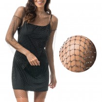 DÉGUISEMENT ROBE FESTIVAL MAILLE STRASS NOIR FEMME