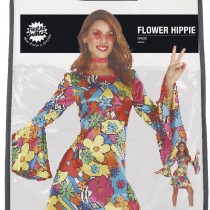 DÉGUISEMENT ROBE FLOWER POWER HIPPIE FEMME