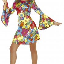 DÉGUISEMENT ROBE FLOWER POWER HIPPIE FEMME