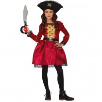 DÉGUISEMENT ROBE PIRATE ÉLÉGANTE ROUGE FILLE