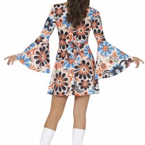 DÉGUISEMENT SEVENTIES FLORAL CRÈME BLEU FEMME