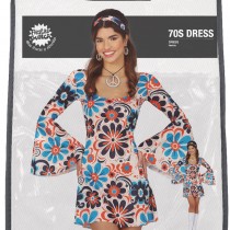 DÉGUISEMENT SEVENTIES FLORAL CRÈME BLEU FEMME