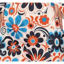 DÉGUISEMENT SEVENTIES FLORAL CRÈME BLEU FEMME