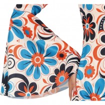 DÉGUISEMENT SEVENTIES FLORAL CRÈME BLEU FEMME