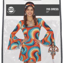 DÉGUISEMENT SEVENTIES VAGUE ORANGE BLEU FEMME