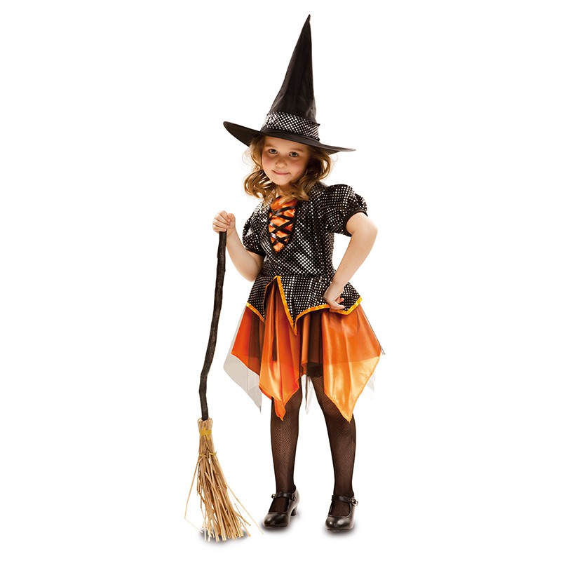 Chapeau de Sorcière Enfant  Halloween, Ruban Orange - déguiz-fêtes