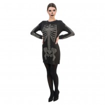 DÉGUISEMENT SQUELETTE STRASS ROBE COURTE FEMME