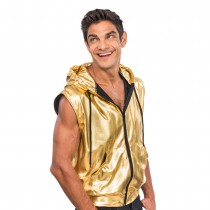 DÉGUISEMENT VESTE SANS MANCHE CAPUCHE OR HOMME