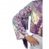 DÉGUISEMENT VESTE SEQUINS VIOLET IRISÉ SCÈNE FEMME