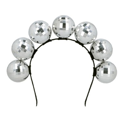 DIADÈME BOULES À FACETTES ARGENT DISCO ADULTE