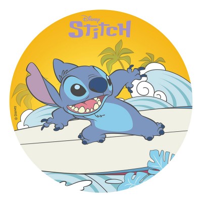 DISQUE AZYME STITCH BEACH SURF DÉCO GÂTEAU 20CM