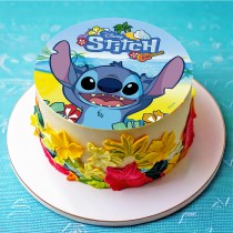 DISQUE AZYME STITCH HAWAÏ DÉCO GÂTEAU 20CM