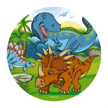 DISQUE DÉCO GÂTEAU EN AZYME 20CM DINOSAURE