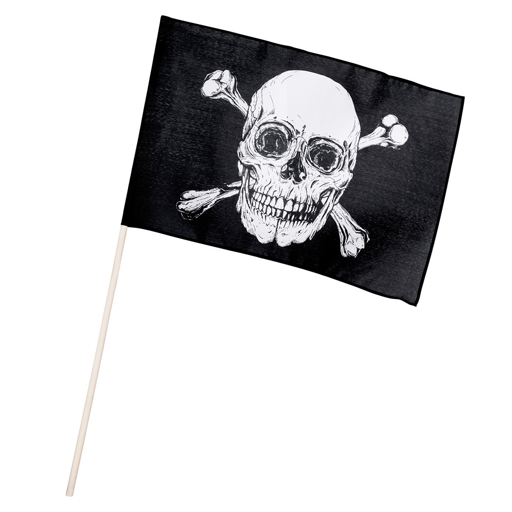 DRAPEAU PIRATE SUR BATON 45CM*30CM