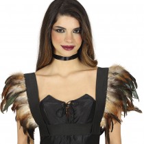 ÉPAULETTES PLUMES BRUN NOIR INDIEN ADULTE