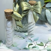 ÉPROUVETTE VERRE LIÈGE BAPTÊME FEUILLAGE 10CM