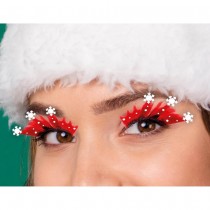 FAUX-CILS LONGS FLOCON DE NEIGE NOËL ROUGE ADULTE